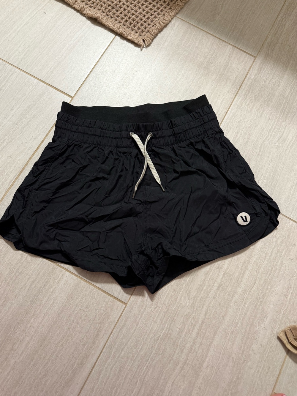 Vuori Black Women's Athletic Shorts with Drawstring